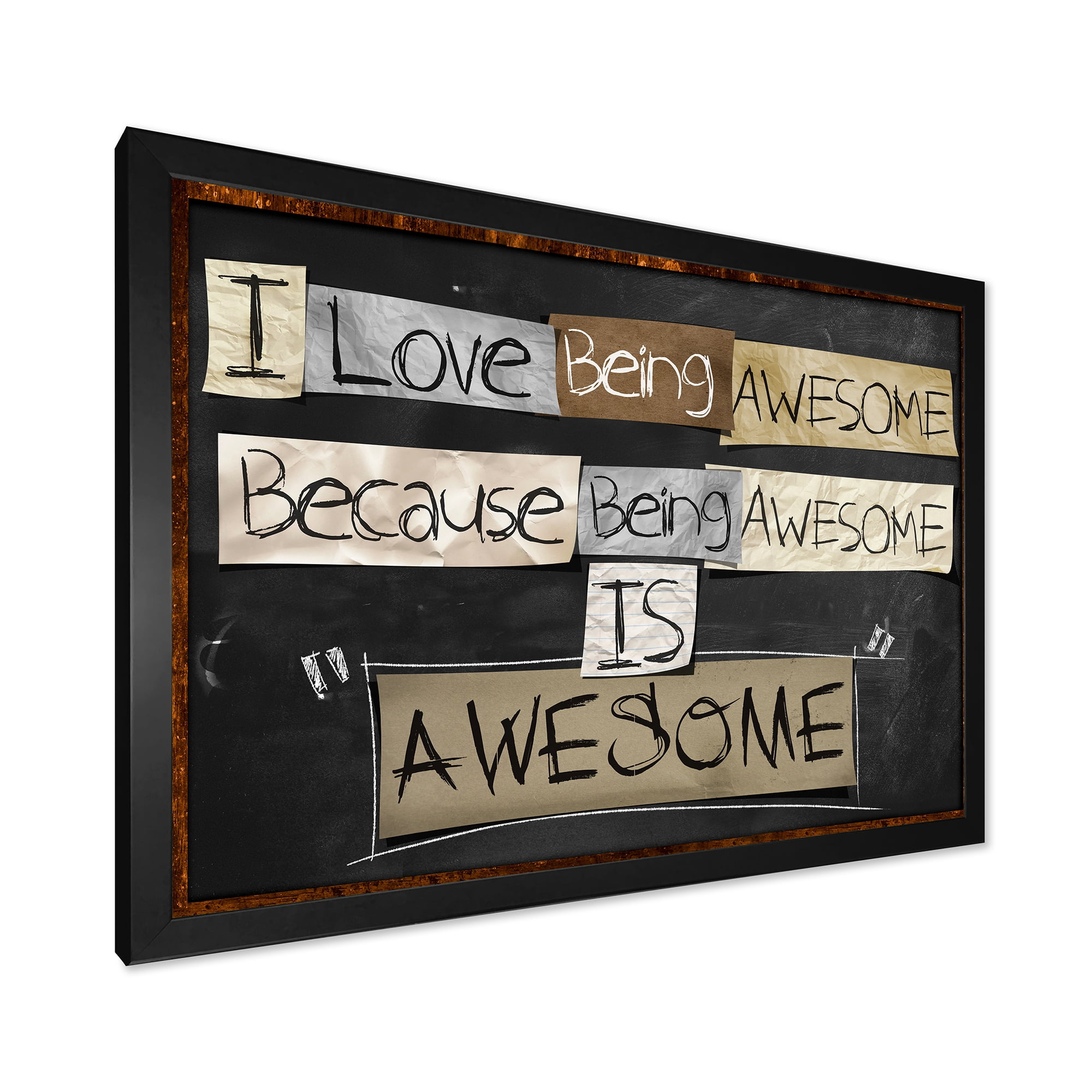 Designart 'I Love Being Awesome School Quotes' Rustic Framed Art Print