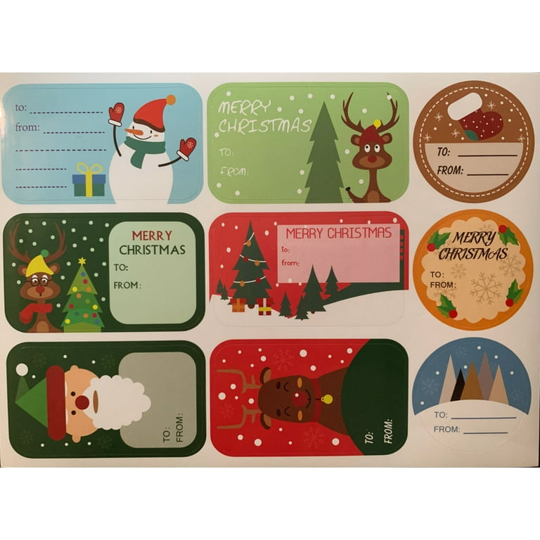 Large Christmas sticker pack, 7 types - For wrapping and Christmas cards