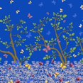 thumbnail image 1 of Soimoi Blue Cotton Cambric Fabric Insect & Tree Panel Print Sewing Fabric BTY 56 Inch Wide, 1 of 1