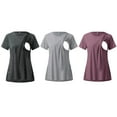 thumbnail image 3 of Youmylove Women Maternity T-Shirt Short Sleeve Side Button O-Neck Solid Color Nursing Tops For Breastfeeding 3-Pack Ladies Stylish Pregnant Clothes, 3 of 8
