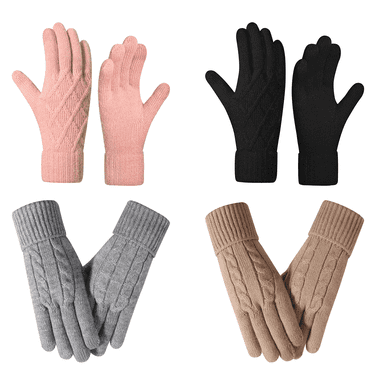 Mitho Knit Soft and Thickened Women's Winter Gloves  Touchscreen，Driving Gloves 2 Pairs Pink