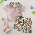 thumbnail image 2 of mgoYE Baby Boy Clothes 12-18 Months Toddler Kids Baby Boy Summer Clothes 6 12 18 24 Months Dog Print Short Sleeve Polo Tops Camouflage Shorts Outfits(Camouflage,0-6 Months), 2 of 8