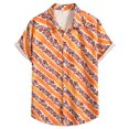 thumbnail image 1 of Camisas Para Hombre Manga Corta Camiseta con botones de solapa para playa y playa con estampado hawaiano para hombre, camiseta de manga corta, ropa de playa (Orange, M), 1 of 7
