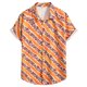 thumbnail image 1 of Camisas Para Hombre Manga Corta Camiseta con botones de solapa para playa y playa con estampado hawaiano para hombre, camiseta de manga corta, ropa de playa (Orange, S), 1 of 7