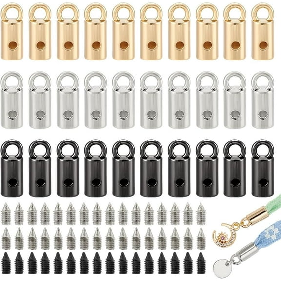 48pcs Shoelaces Tips 3 colors Alloy Shoelace Aglets Screw Shoelace Head for DIY Shoe Laces Tips Protector Shoelace Head and Cords End Aglet Replacement Tips for Shoestrings Making 15x6mm Alloy
