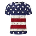 thumbnail image 5 of USA Flag 4th of July Independence Day American Flag Men Shirts Plus Size Summer Deals Crew Neck Big and Tall Pullover Blouse Shirts for Men, 5 of 5