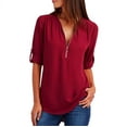 thumbnail image 3 of Red Women's Long Sleeve T-shirt, Fashion Women Casual Tops T-Shirt Loose Top Long Sleeve Blouse,Women's Long sleeve T-shirt L, 3 of 6