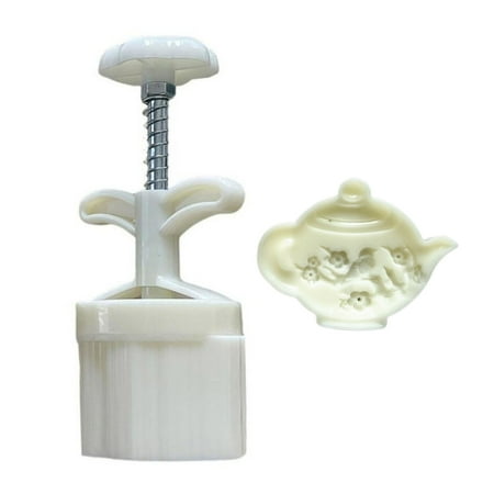 

【Ready Stock】 75g Plum Teapot Shaped Plastic Mooncake Molds Mooncake Stamps Baking Accessories