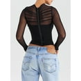 thumbnail image 2 of Lamuusaa Women Short Shirt, Long Sleeves  Tulle  Pleated Casual Party Street Summer Short Tops, 2 of 8