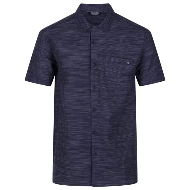 Regatta - Camisa Mahlon de Rayas de Manga Corta para Hombre (Marino)