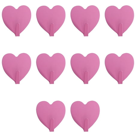 

10pcs Self-adhesive Hooks No Trace Hooks Colorful Heart Hooks Iron Hook
