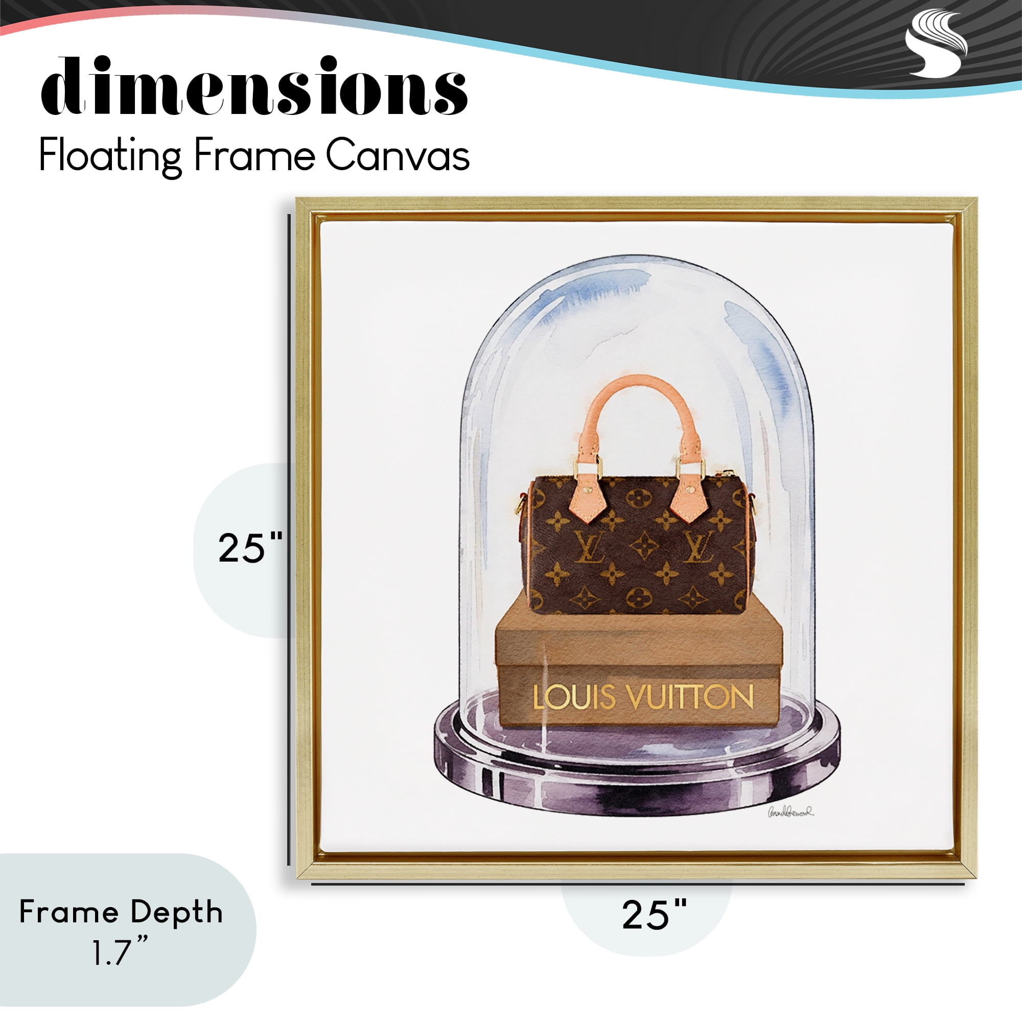 Stupell Industries Glam Purse Bell Jar Gold Framed Floater Canvas Wall Art, design by Amanda Greenwood