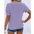 thumbnail image 5 of hopeusnice Women's Plus Size Elegant Business Workwear Shirts Trendy Teen Girl Clothes Casual Loose Ruffle Short Sleeve Fashion Solid Color Tunic Summer Tops V Neck T-Shirts for Woman, 5 of 8