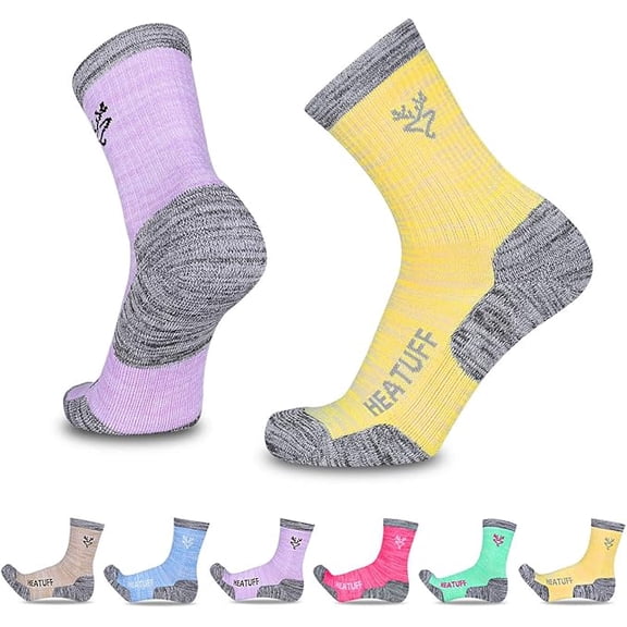 COOPLUS Womens Hiking Socks Moisture Wicking Cushion Outdoor Performance Trekking Athletic Crew Socks 6 Pairs
