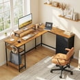 thumbnail image 2 of GALAXHERO L Shaped Gaming Desk with Drawers and Storage, L Shaped Desk with LED Lights, PC Desk with Monitor Stand, Corner Desk for Home Office (Rustic Brown, Power Outlets, 60 Inch), 2 of 7