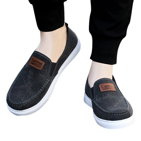 KELINFONG Boat Shoes for Men Trendy Men s Slip on Canvas Loafers Penny Loafers Flat Single Shoes Espadrille Shoes