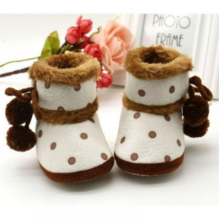 

[BRAND CLEARANCE!!!] 0-18M Newborn Baby Winter Boots Soft Bottom Baby Moccasin Warm Boots Non-slip Booties for Baby Girls (Brown)
