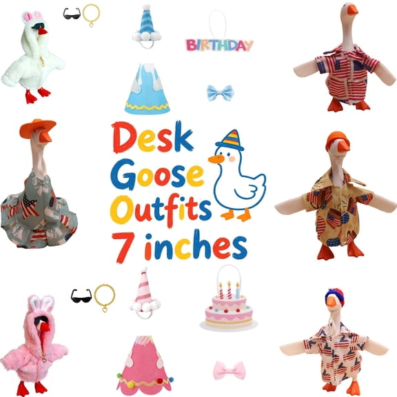 FEOLGEHLY Desk Goose Outfits, Desk Goose Outfits 7 inches, Birthday Decorations, Desk Goose Costumes, for Garden Lawn Holiday Party Birthday Decor (B)