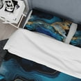 thumbnail image 4 of Designart "Golden and Azure Geode Marble IV" Abstract Marble Bedding Covert Set - Modern Blue Abstract Bed Set With 1 Sham, 4 of 6