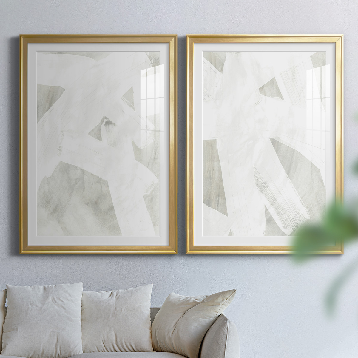 Wexford Home Stone Brush I Premium Framed Print, 26.5" x 36.5" - Ready to Hang, Gold (Set of 2)