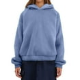 thumbnail image 5 of Women's Cute Teddy Bear Ears Fleece Hoodie Sweatshirt Long Sleeve Warm Plush Pullover Top with Pockets Blue M, 5 of 5