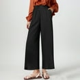 thumbnail image 4 of ABATAB Womens Casual Pants Wide Leg High Waist Palazzo Pants Cotton Linen Trousers Summer Beach Vacation Outfits, 4 of 6