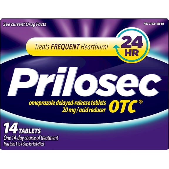 Prilosec 20 mg Otc Acid Reducer Tablets to Relieve Heartburn - 14 Ea