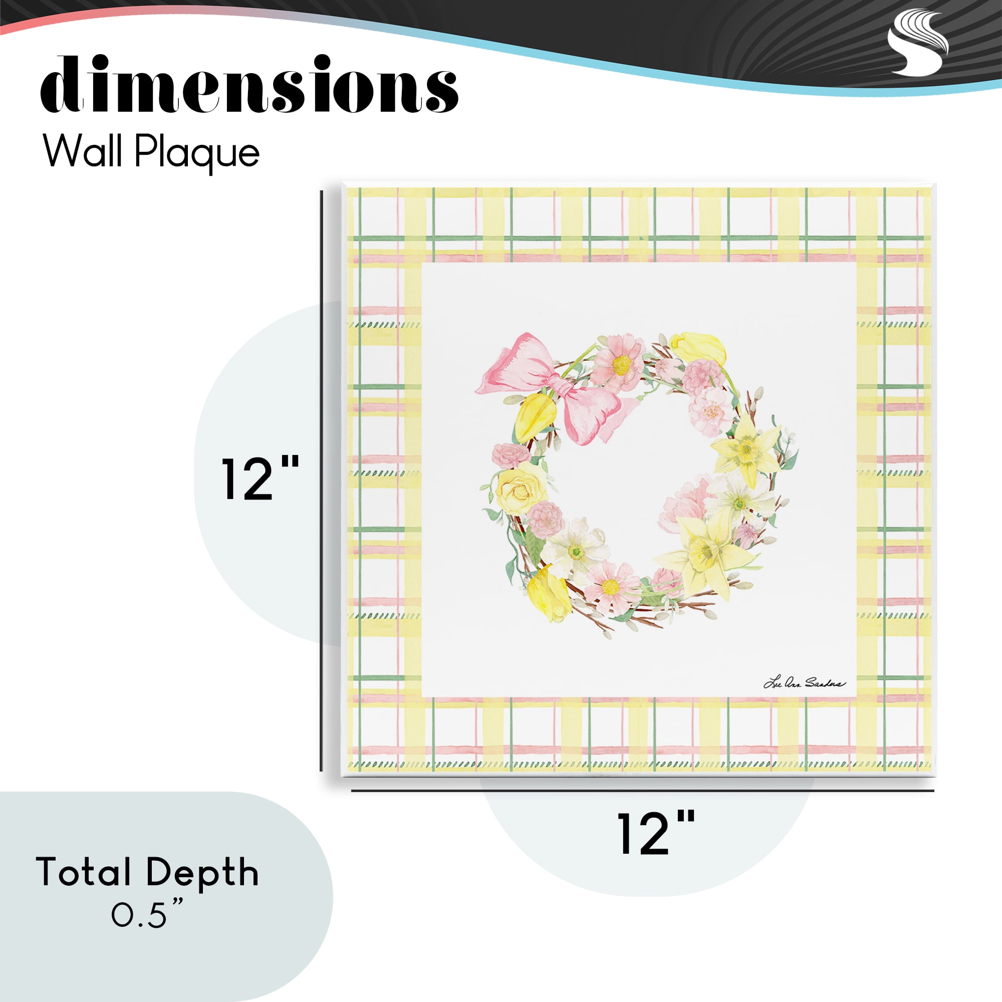 Wreath in Spring Pastels Wall Plaque Art, design by Lee Ann Sanders