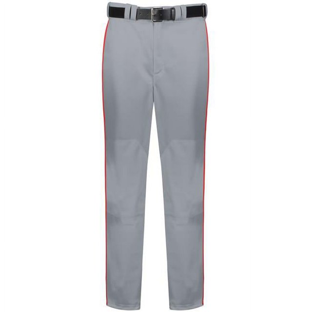 Russell R11LGM.B9T.XL Adult Piped Diamond Series 2.0 Baseball Pant, Baseball Gray & True Red - Extra Large