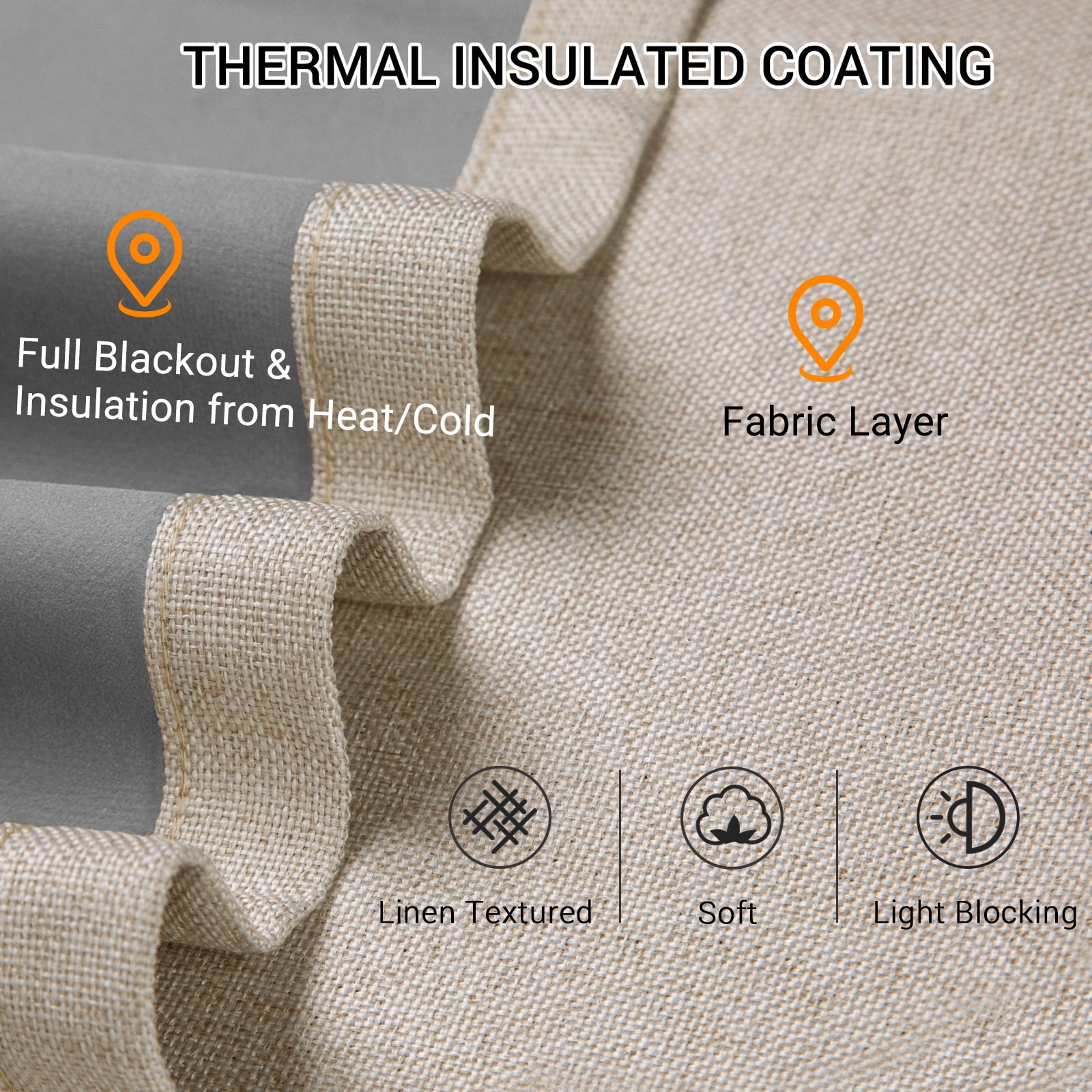Blackout Curtains 2 Panels Set, Linen Textured Blackout Drapes, Thermal Insulated Curtains for Bedroom Living Room, W50" X L84" Oatmeal