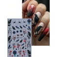 thumbnail image 2 of 2 PCS Embossed Cute Halloween Nail Stickers Ghost Pumpkin Spider Web Black Cat Decals Nail Art Designs White Skeleton Skull Bone Bandage Flower Self Adhesive Texture Holiday Sliders Manicure, 2 of 10