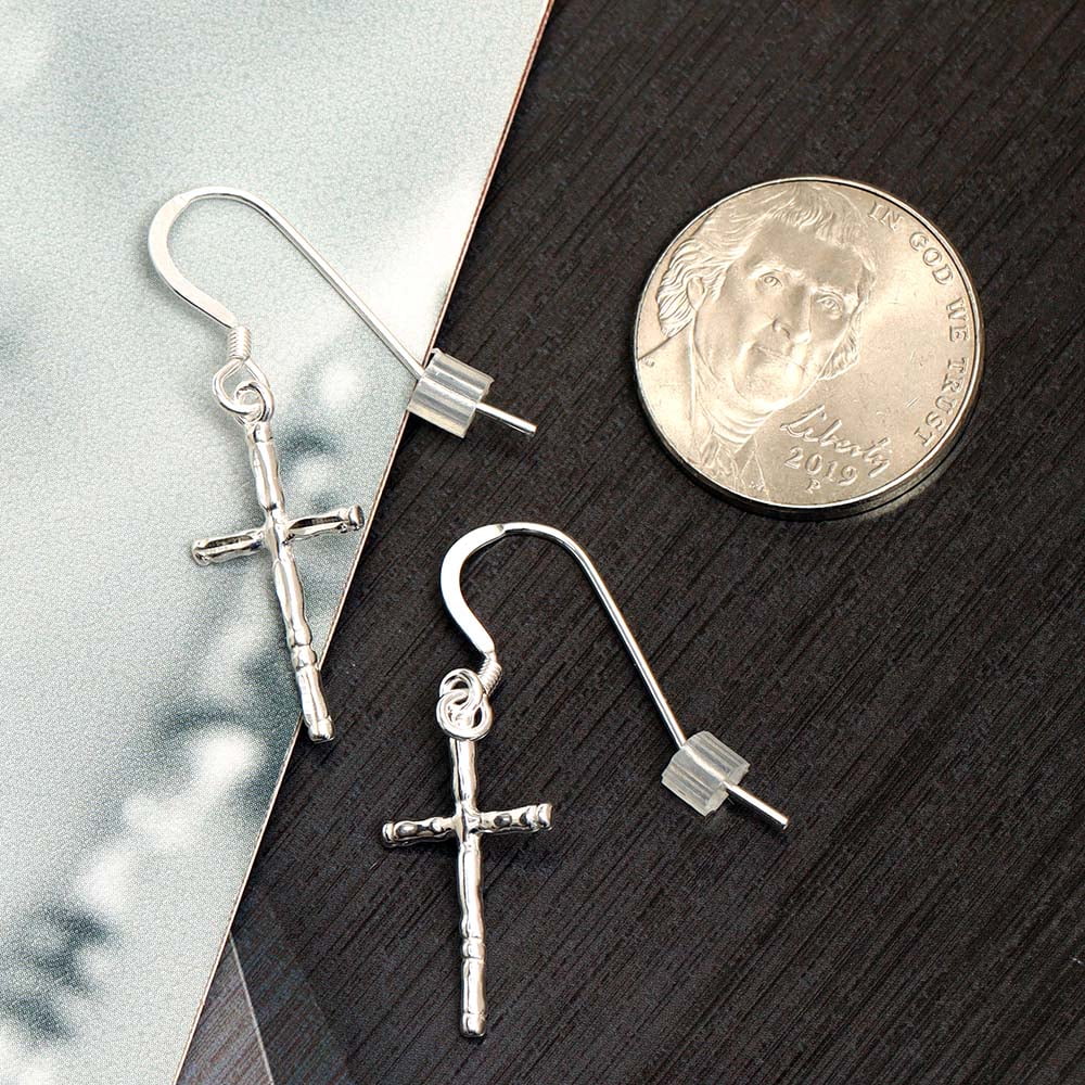 LeCalla 925 Sterling Silver Fishhook Cross Drop Dangle Earrings Jewelry Gifts for Women and Teen 35MM