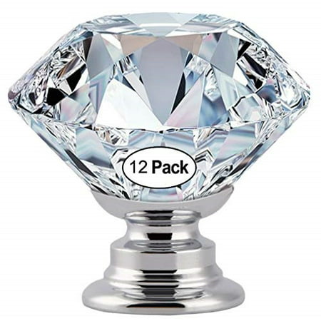 Protocol 12 Pcs 30mm Crystal Clear Glass Cabinet Dresser Knobs