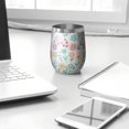 thumbnail image 3 of 12oz Stemless Wine Tumblers Pioneer Flower Vacuum Insulated Stainless Steel Travel Tumbler Cups Mug with Lid and Straw for Champaign,Cocktail,Beer with Cleaning Brush, 3 of 5