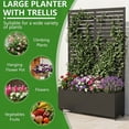 thumbnail image 3 of FOOWIN 71" H Metal Planter with Trellis  and Wheels Set of 2, Outdoor Raised Garden Bed for Climbing Plants, Trellis Planter Box with Drainage Hole, Black, 3 of 10