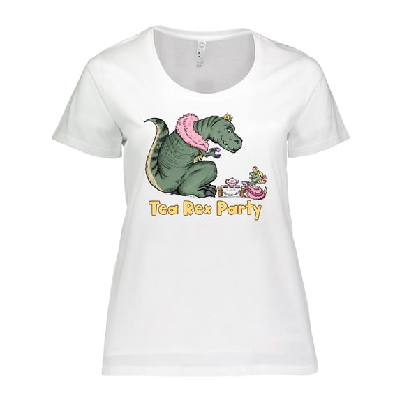 Inktastic Funny Tea Rex Party Women's Plus Size T-Shirt