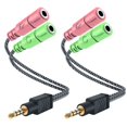 thumbnail image 1 of Divisor de micrófono para auriculares MillSo, adaptador de auriculares de 3,5 mm [paquete de 2], 1 of 8