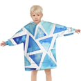 thumbnail image 3 of Blue Watercolor Triangle Pattern Blanket Hoodies for Kids 6-13YR Oversize Wearable Blanket Hoodies for Boys Girls Teens, 3 of 7