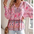 thumbnail image 3 of blouse à Manches Longues Col en V Imprimée pour Femmes-Rose-G, 3 of 6