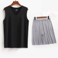 thumbnail image 2 of Conjunto Deportivo de los Hombres, Moda Casual de Color Sólido Cuello en V sin Mangas de Elasticidad Superior para el Desgaste Al Aire Libre, Traje Atlético de Humedad, 2 of 5