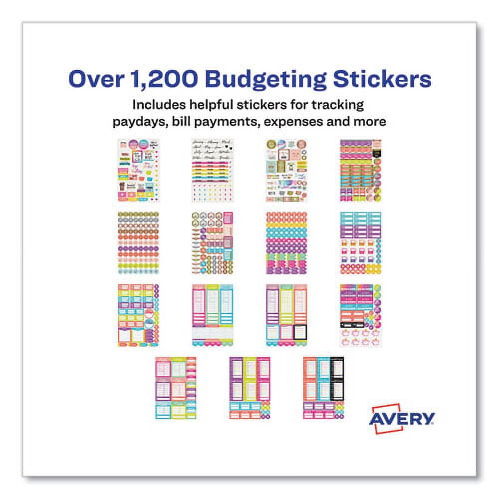 Budgeting Planner Stickers, Budget Theme, Assorted Colors, 1,224/pack | Bundle of 2 Packs