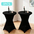 thumbnail image 6 of 32" x 43" Stretch Spandex Cocktail Tablecloth, Fitted Round Highboy Table Cover, 6 of 10