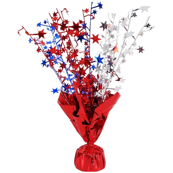 1 Pack 4th of July Table Centerpiece Decoration Metallic Foil Spray Star Burst Patriotic Decor 250th Anniversary Independence Day Labor Veteran Memorial Day Party Supplies, Red White and Blue