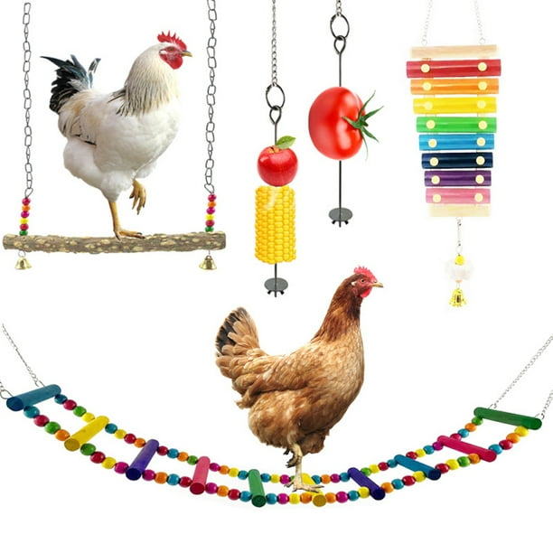 Ugerlov 5 Packs Chicken Toys Set with Chicken Xylophone Toy, Chicken Ladder Bridge, Coop Swing