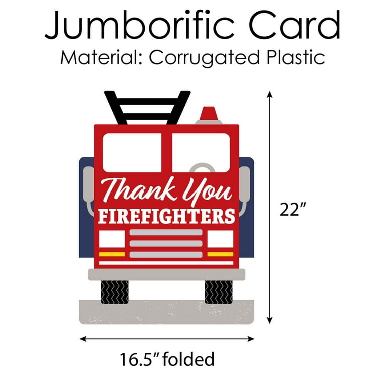 Big Dot of Happiness Thank You Firefighters - First Responders Appreciation Giant Greeting Card - Big Shaped Jumborific Card - Walmart.com for Free Printable Firefighter Thank You Cards