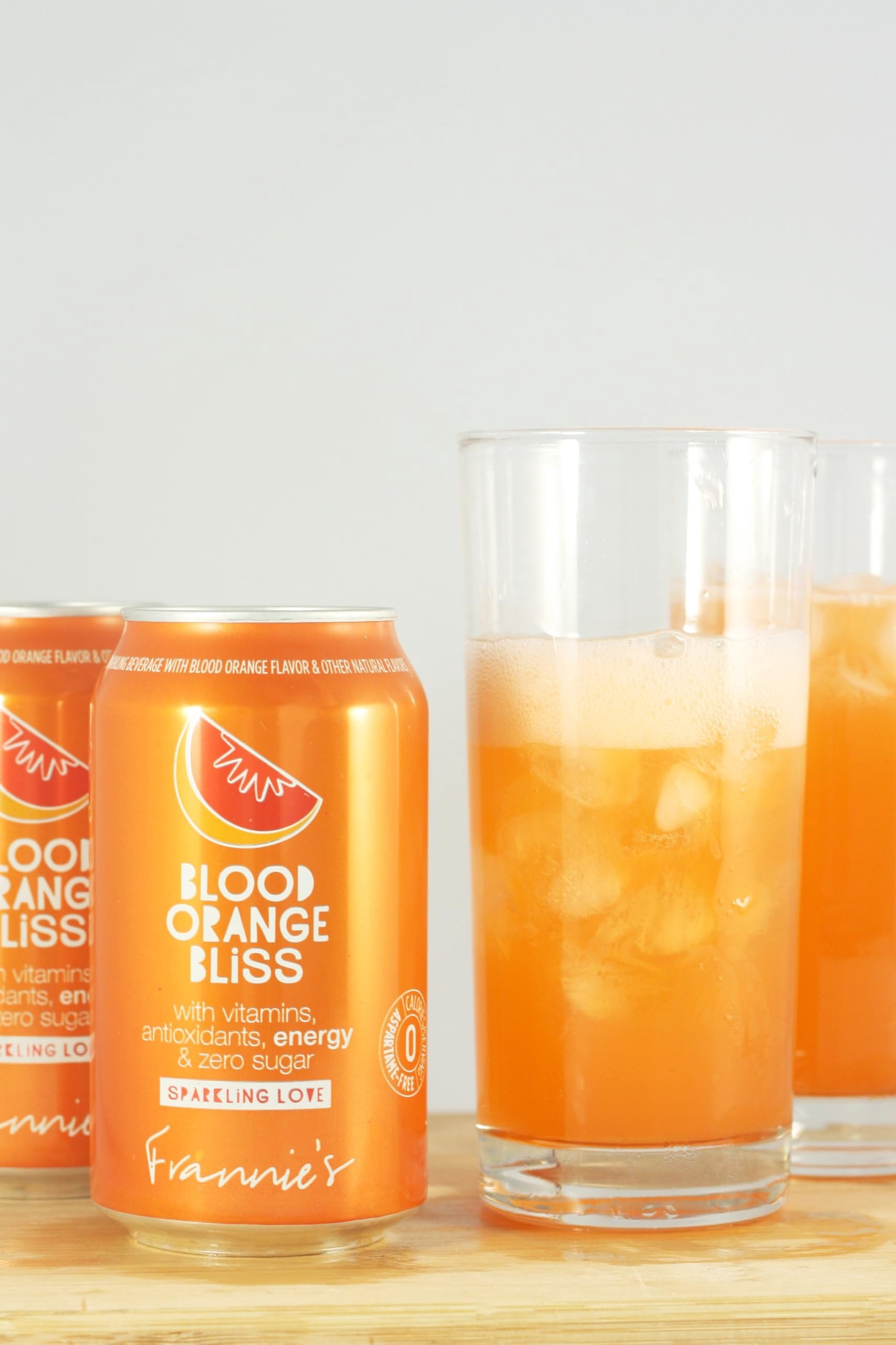 KauffmanTreats Frannie Sparkling Beverage- Zero Calories & Sugar, Aspertame Free: 24-Ct Case 12 Oz. Cans Blood Orange Bliss