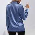 thumbnail image 4 of Baqcunre Women's Satin Imitation Silk New Botton Solid Color Shirt Womens Tops Womens Blouses Long Sleeve Shirts for Women Womens Shirts,Blue,L, 4 of 5