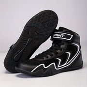 Men's & Unisex (for all-gender) Boxing Training Shoes - Lightweight Breathable Combat Sports Footwear with Anti-Slip Rubber Sole, Hook-and-Loop Closure - All-Season Gym, MMA, Kickboxing Sneakers