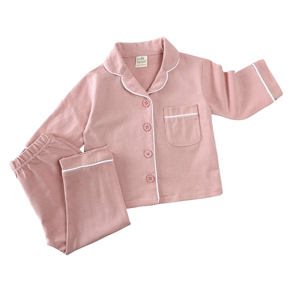 Ketyyh-chn99 Kids Pajamas Set Girls Boys PJS Two-Piece Long Sleeve Button Down Fall Sleepwear Loungewear Pink,18-24 Months