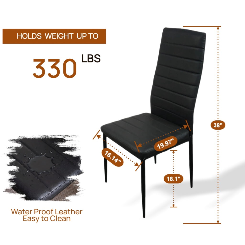Zimtown Set of 4 Dining Side Chairs PU Leather Elegant Design Home Kitchen Furniture Black